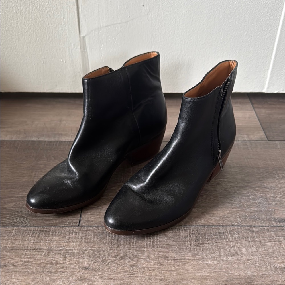 J. Crew black leather ankle boots